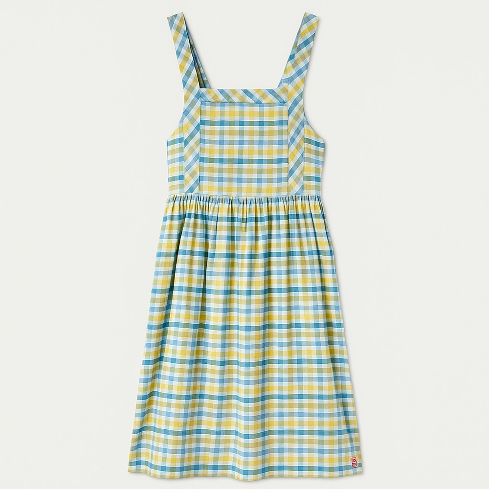 Hanna Andersson Plaid Sundress Girls 14 Yellow Blue Green Cotton Summer Dress